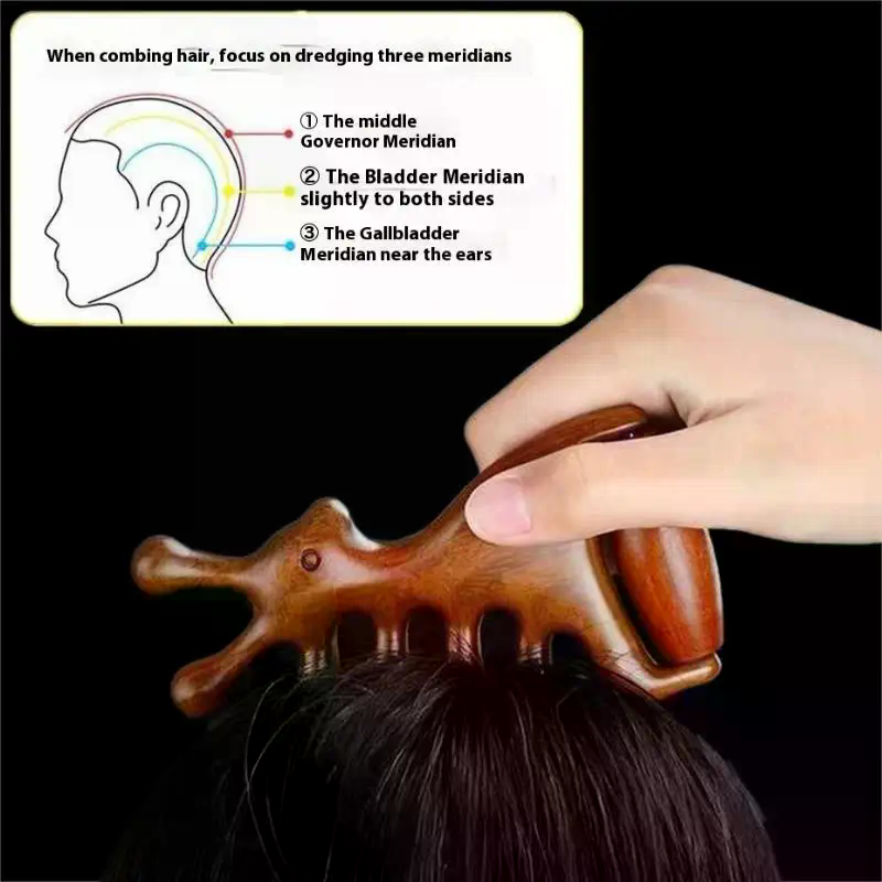 Hair Care Vegan - Pente de massagem de madeira cabeça
