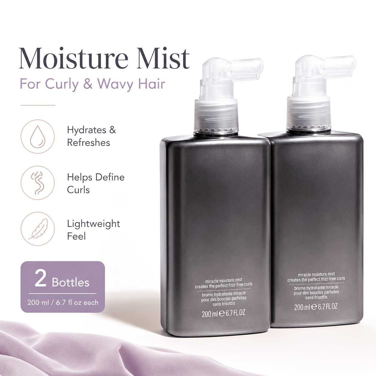 Hair Care For Wavy Hair - Spray Hidratante para Cabelos Cacheados, Névoa